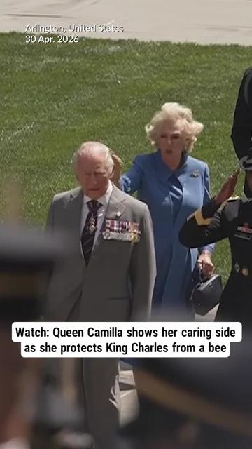 Watch: Queen Camilla shows her caring side as she protects King Charles from a bee