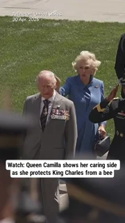 Watch: Queen Camilla shows her caring side as she protects King Charles from a bee