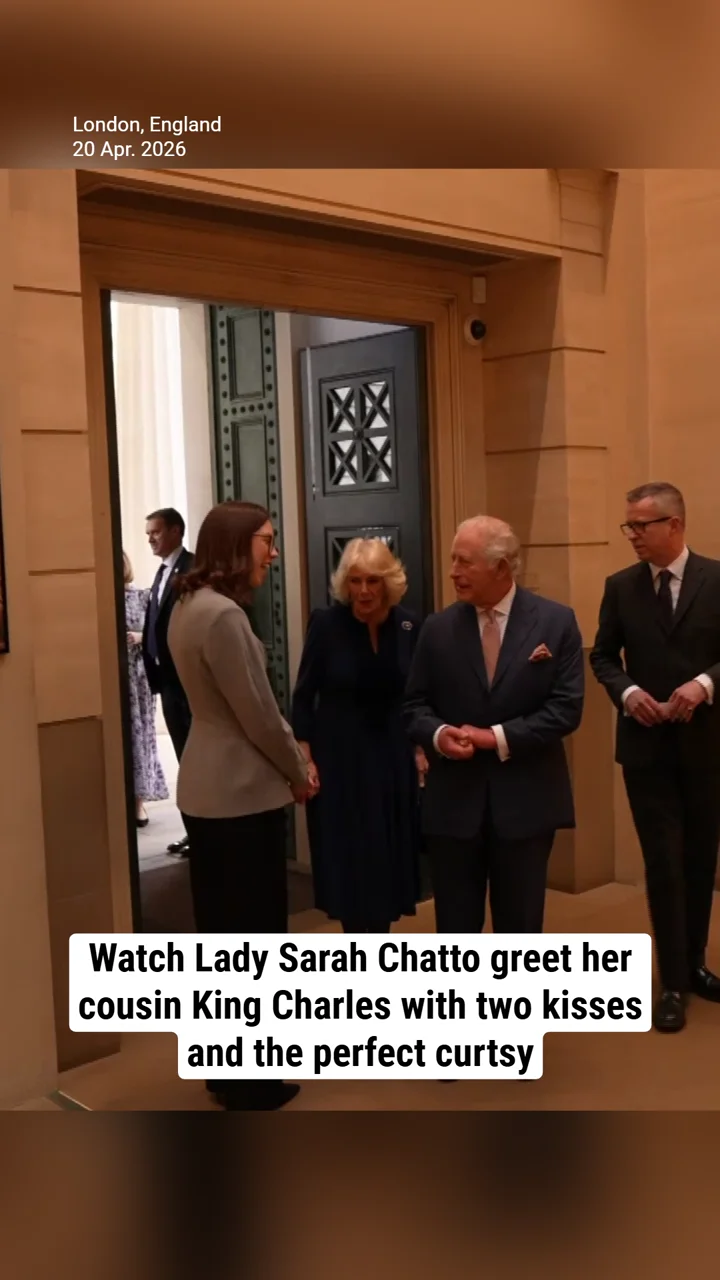 Watch Lady Sarah Chatto greet her cousin King Charles with two kisses and the perfect curtsy
