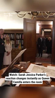 Watch: Sarah Jessica Parker's reaction changes instantly as Queen Camilla enters the room