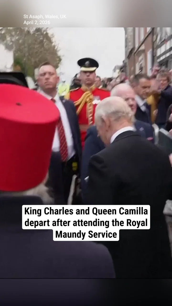 King Charles and Queen Camilla depart after attending the Royal Maundy Service