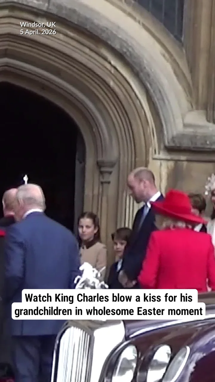 Watch King Charles blow a kiss for his grandchildren in wholesome Easter moment