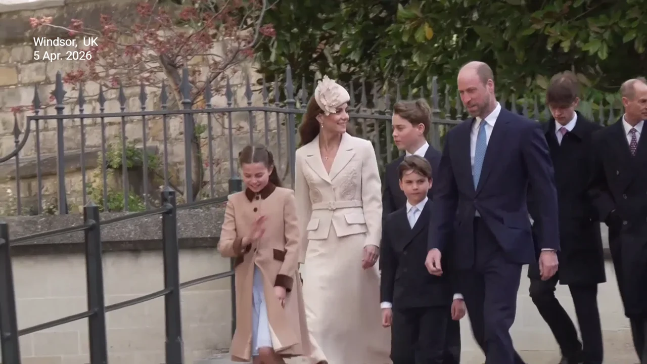 Prince and Princess of Wales make a stylish arrival with their children at Easter service