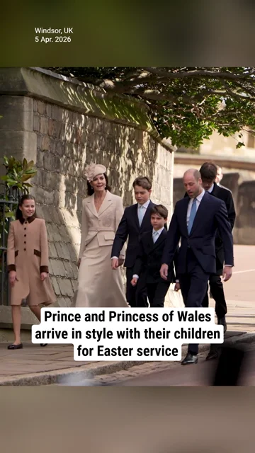 Prince and Princess of Wales arrive in style with their children for Easter service