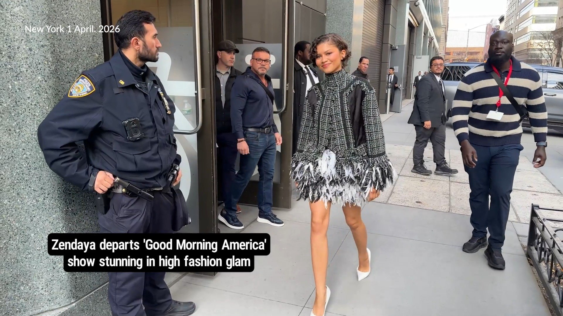 Zendaya departs 'Good Morning America' show stunning in high fashion glam