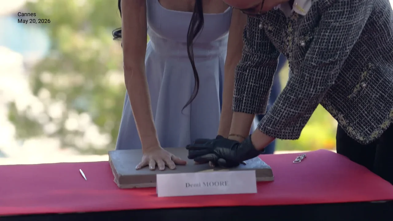 Demi Moore Beams Through Emotional Cannes Handprint Ceremony Beside Stellan Skarsgård