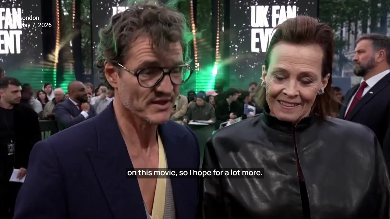 Pedro Pascal drops the f-bomb on Sigourney Weaver at 'The Mandalorian and Grogu' premiere