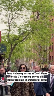 Anne Hathaway arrives at 'Devil Wears Prada 2' screening, serves old Hollywood glam in animal print outfit