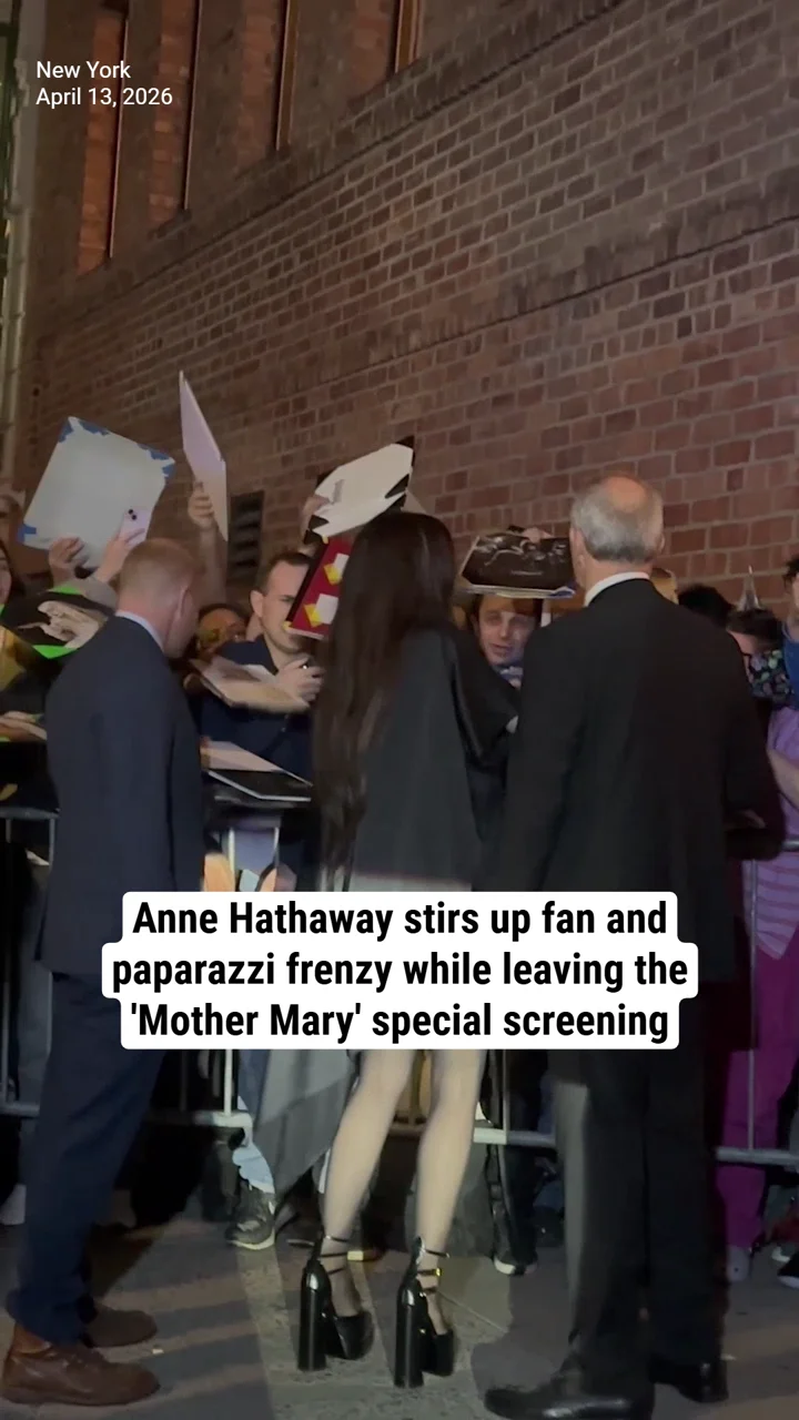 Anne Hathaway stirs up fan and paparazzi frenzy while leaving the 'Mother Mary' special screening