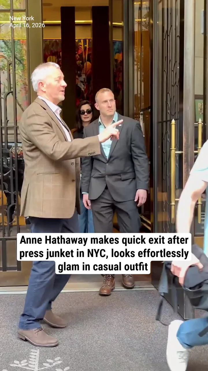 Anne Hathaway makes quick exit after press junket in NYC, looks effortlessly glam in casual outfit
