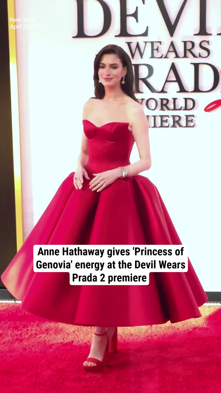 Anne Hathaway gives 'Princess of Genovia' energy at the Devil Wears Prada 2 premiere