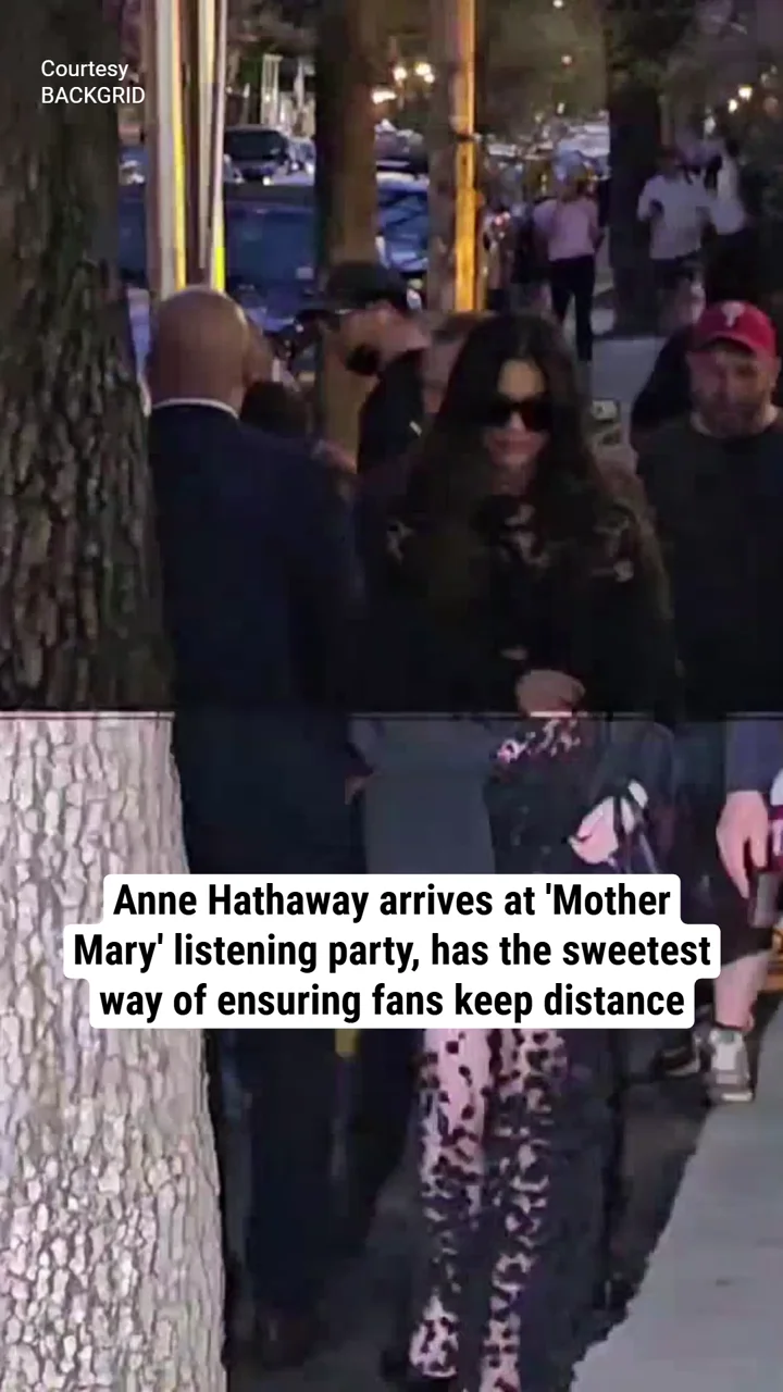 Anne Hathaway arrives at 'Mother Mary' listening party, has the sweetest way of ensuring fans keep distance