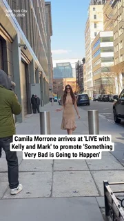 Camila Morrone arrives at 'LIVE with Kelly and Mark' to promote 'Something Very Bad Is Going to Happen'