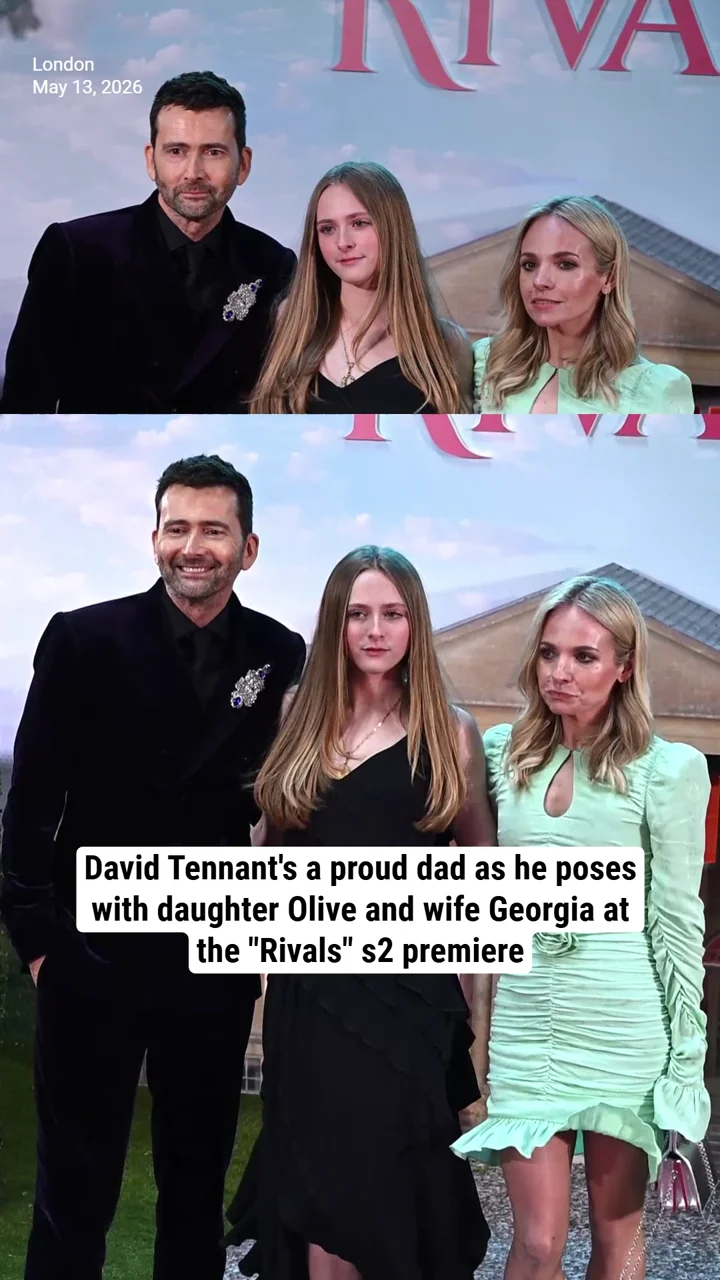 David Tennant's a proud dad as he poses with daughter Olive and wife Georgia at the "Rivals" s2 premiere