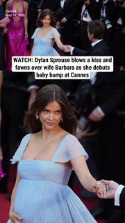 WATCH: Dylan Sprouse blows a kiss and fawns over wife Barbara as she debuts baby bump at Cannes