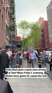 Emily Blunt gives a quick wave arriving at 'Devil Wears Prada 2' screening, ditches fancy gowns for casual chic look