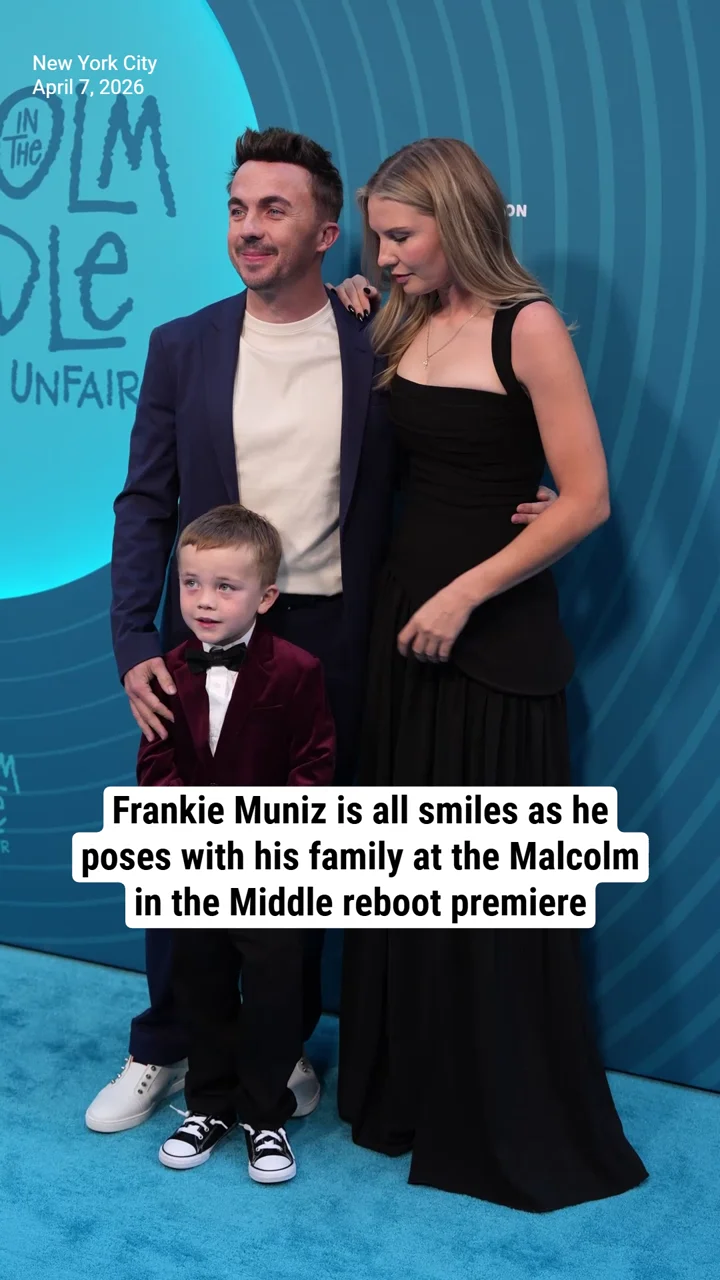Frankie Muniz is all smiles as he poses with his family at the Malcolm in the Middle reboot premiere