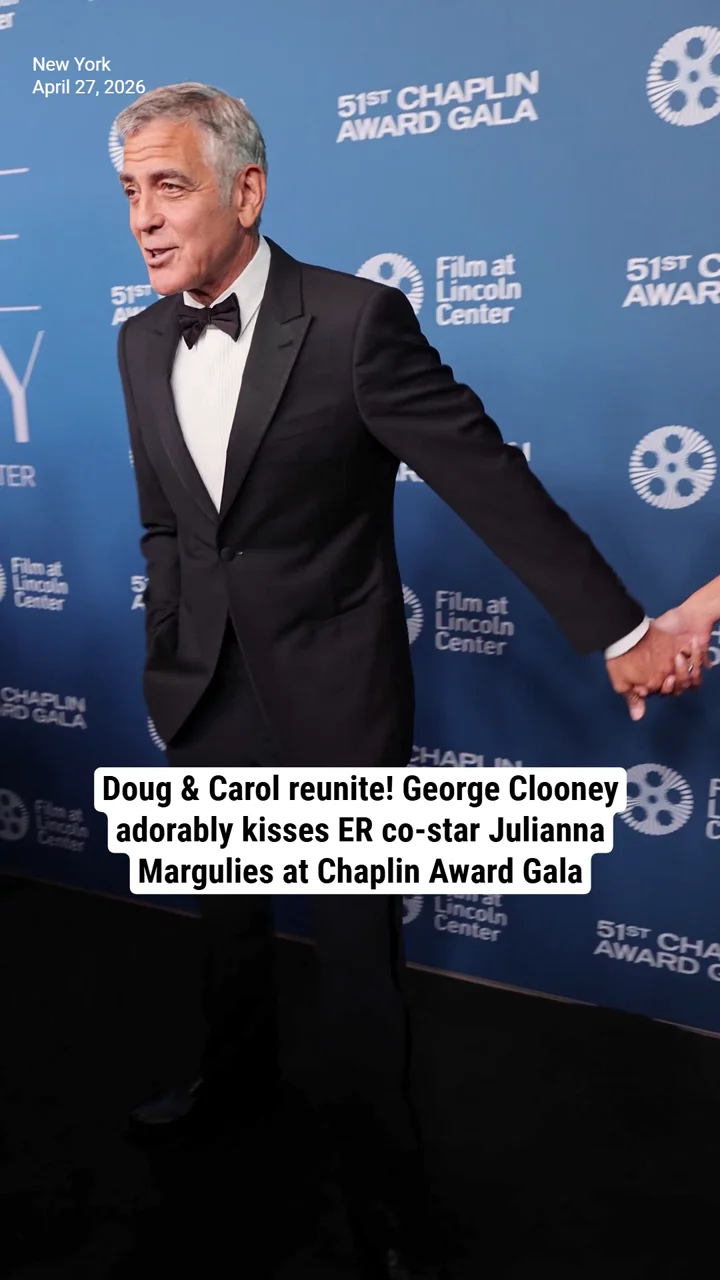 Doug & Carol reunite! George Clooney adorably kisses ER co-star Julianna Margulies at Chaplin Award Gala