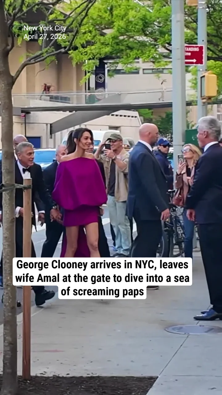 George Clooney arrives in NYC, leaves wife Amal at the gate to dive into a sea of screaming paps