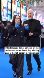 Billie Eilish and James Cameron are the perfect unexpected duo as they adorably pose at their 3D concert movie premiere