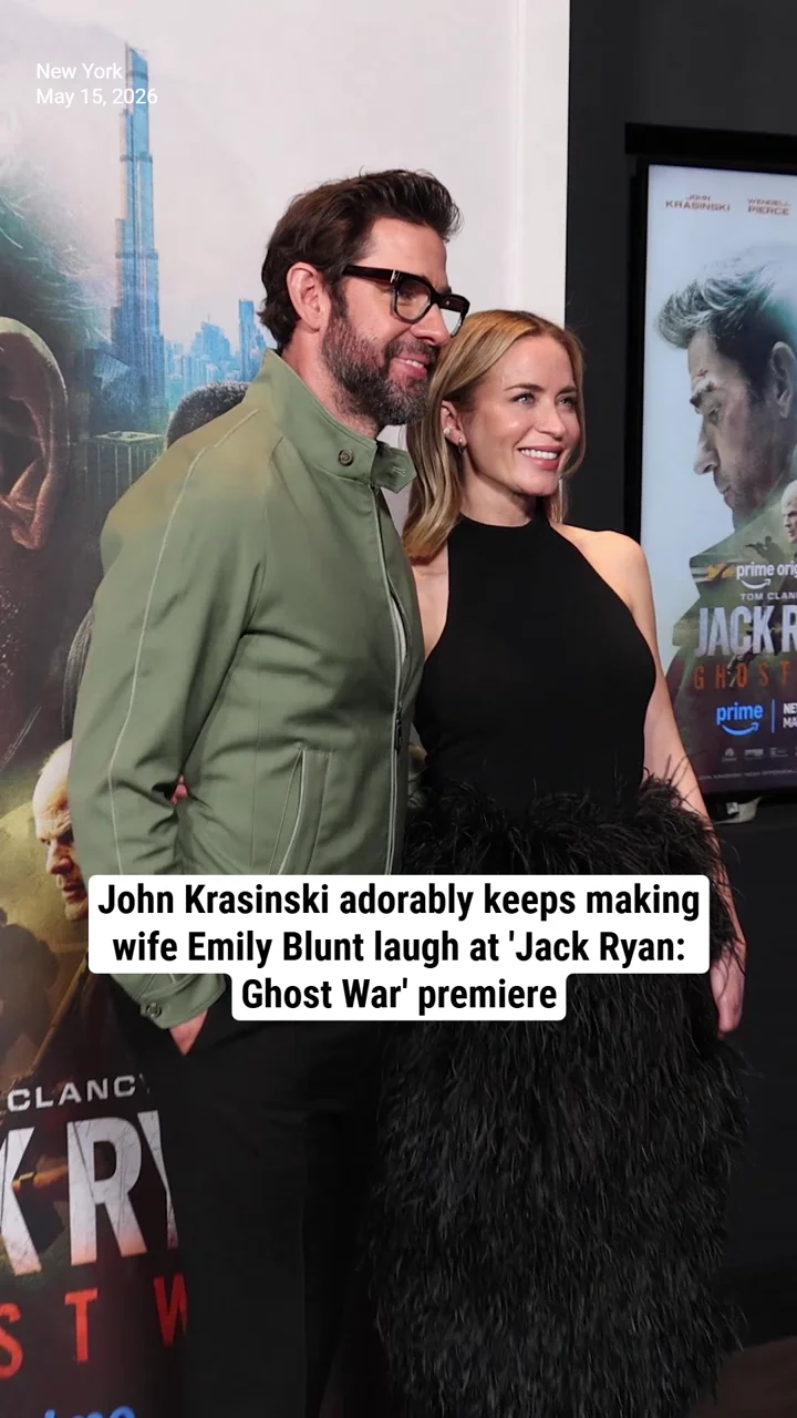 John Krasinski adorably keeps making wife Emily Blunt laugh at 'Jack Ryan: Ghost War' premiere