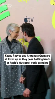 Keanu Reeves and Alexandra Grant are all loved up as they pose holding hands at 'Outcome' premiere