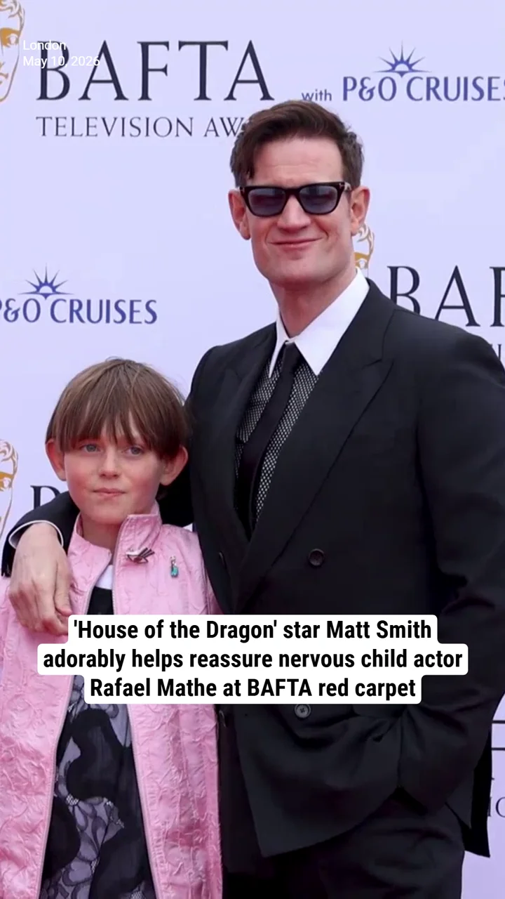 'House of the Dragon' star Matt Smith adorably helps reassure nervous child actor Rafael Mathe at BAFTA red carpet