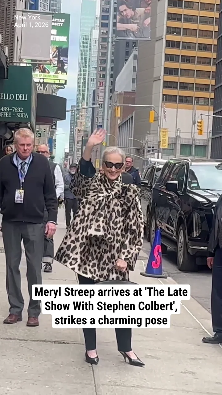 Meryl Streep Arrives At 'The Late Show With Stephen Colbert', Strikes Charming Pose