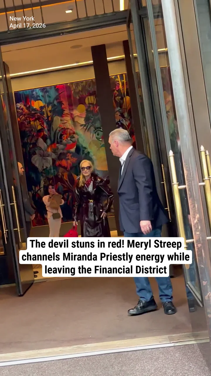 The devil stuns in red! Meryl Streep channels Miranda Priestly energy while leaving the Financial District