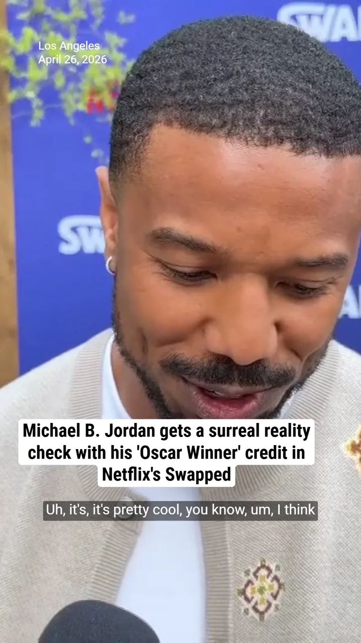 Michael B. Jordan gets a surreal reality check with his 'Oscar Winner' credit in Netflix's Swapped