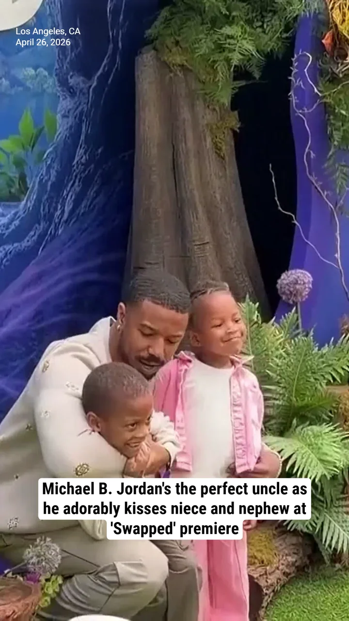 Michael B. Jordan's the perfect uncle as he adorably kisses niece and nephew at 'Swapped' premiere