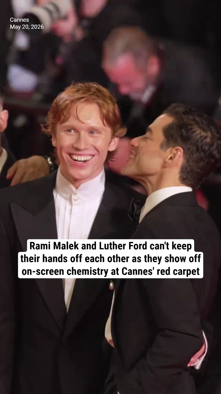 Rami Malek and Luther Ford can't keep their hands off each other as they show off on-screen chemistry at Cannes' red carpet