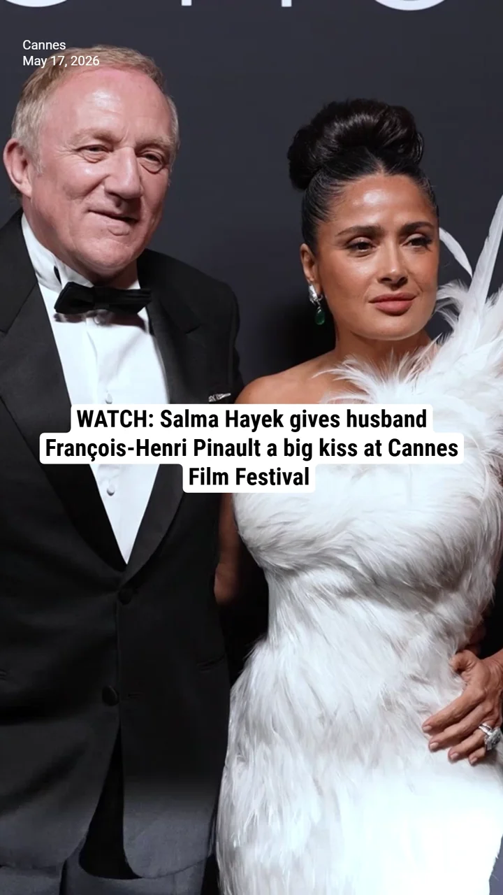 WATCH: Salma Hayek gives husband François-Henri Pinault a big kiss at Cannes Film Festival
