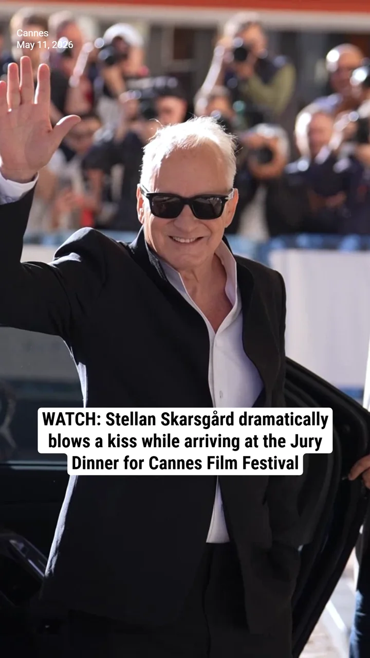 WATCH: Stellan Skarsgård dramatically blows a kiss while arriving at the Jury Dinner for Cannes Film Festival