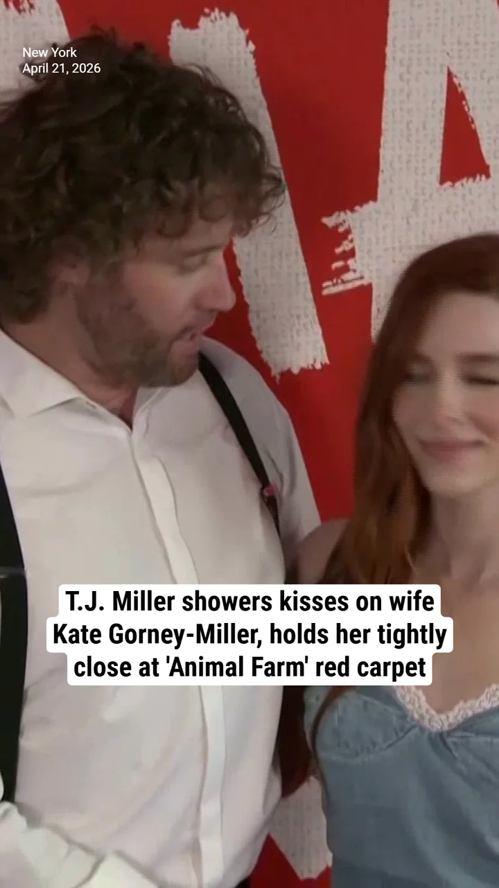 TJ Miller showers kisses on wife Kate Gorney-Miller, holds her tightly close at 'Animal Farm' red carpet