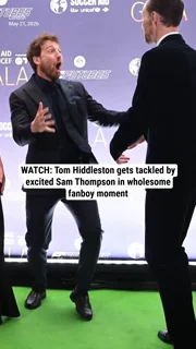 WATCH: Tom Hiddleston gets tackled by excited Sam Thompson in wholesome fanboy moment