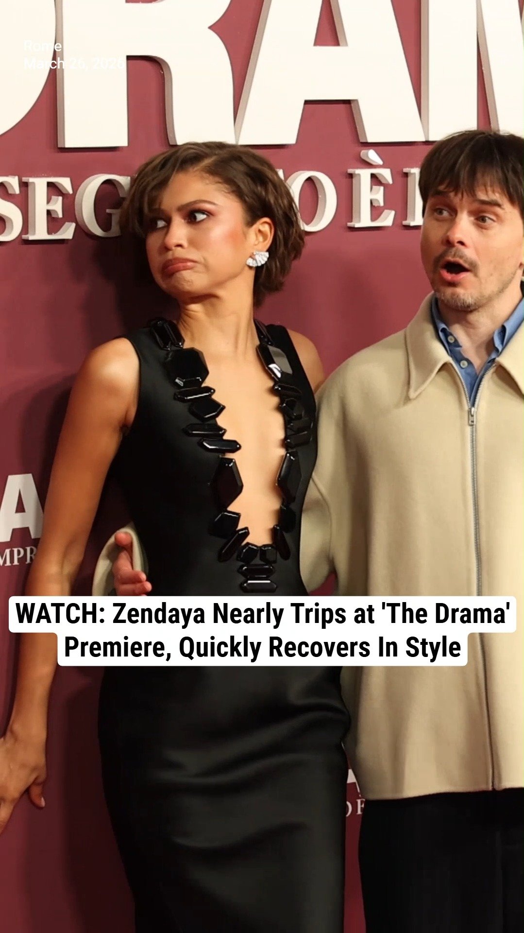 Zendaya Nearly Trips at 'The Drama' Premiere, Quickly Recovers In Style