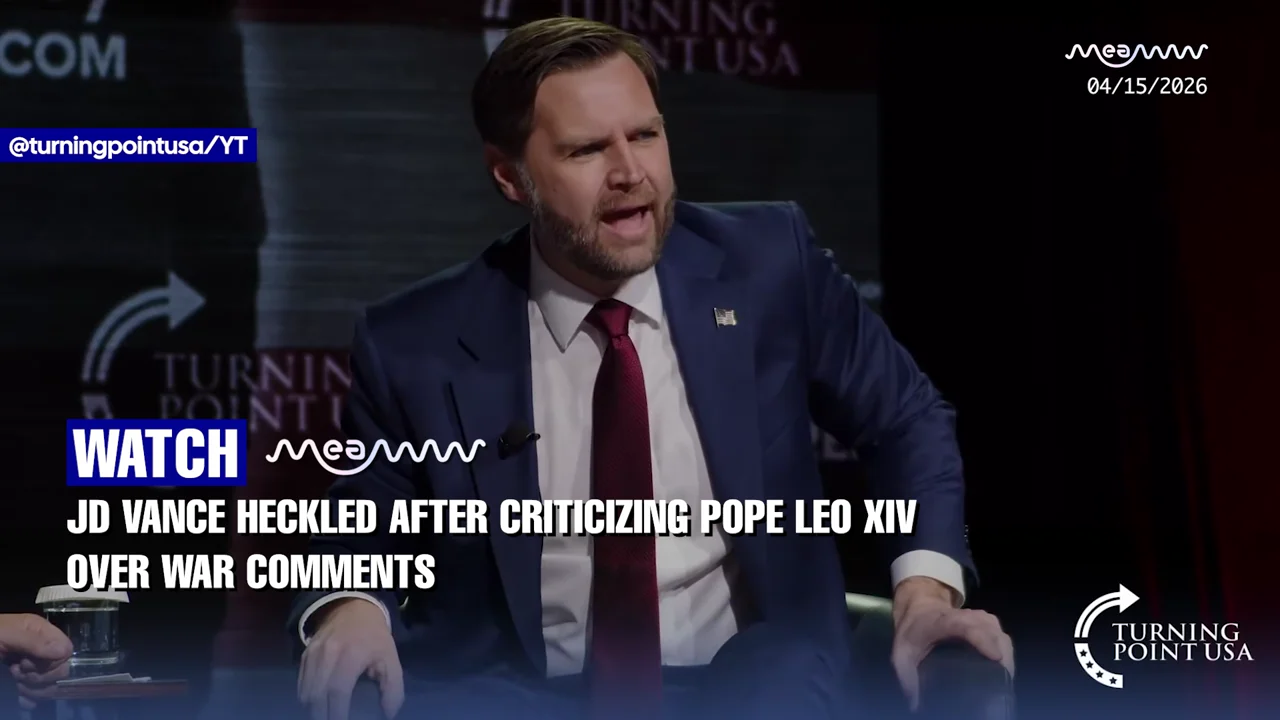 WATCH - JD Vance Clashes With Protestors At Turning Point Event , Pushes Back at Pope Leo XIV