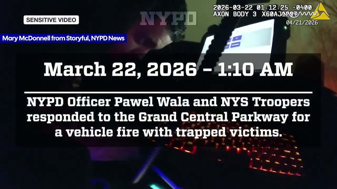 Heroic Rescue :  NYPD Officers Smash Window to Save Victims from Burning Car