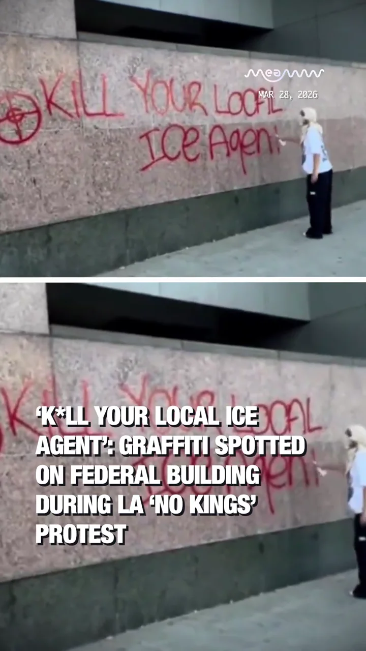 ‘K*ll Your Local ICE Agent’: Graffiti Spotted on Federal Building During LA ‘No Kings’ Protest