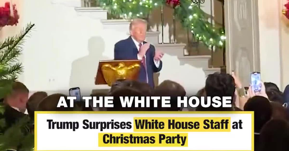 Trump Surprises White House Staff at Christmas Party