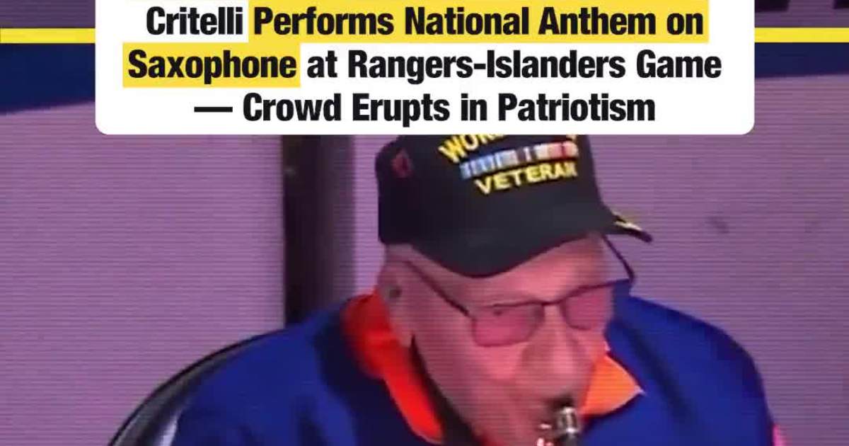 104-Year-Old WWII Veteran Dominick Critelli Performs National Anthem on Saxophone at Rangers-Islanders Game — Crowd Erupts in Patriotism