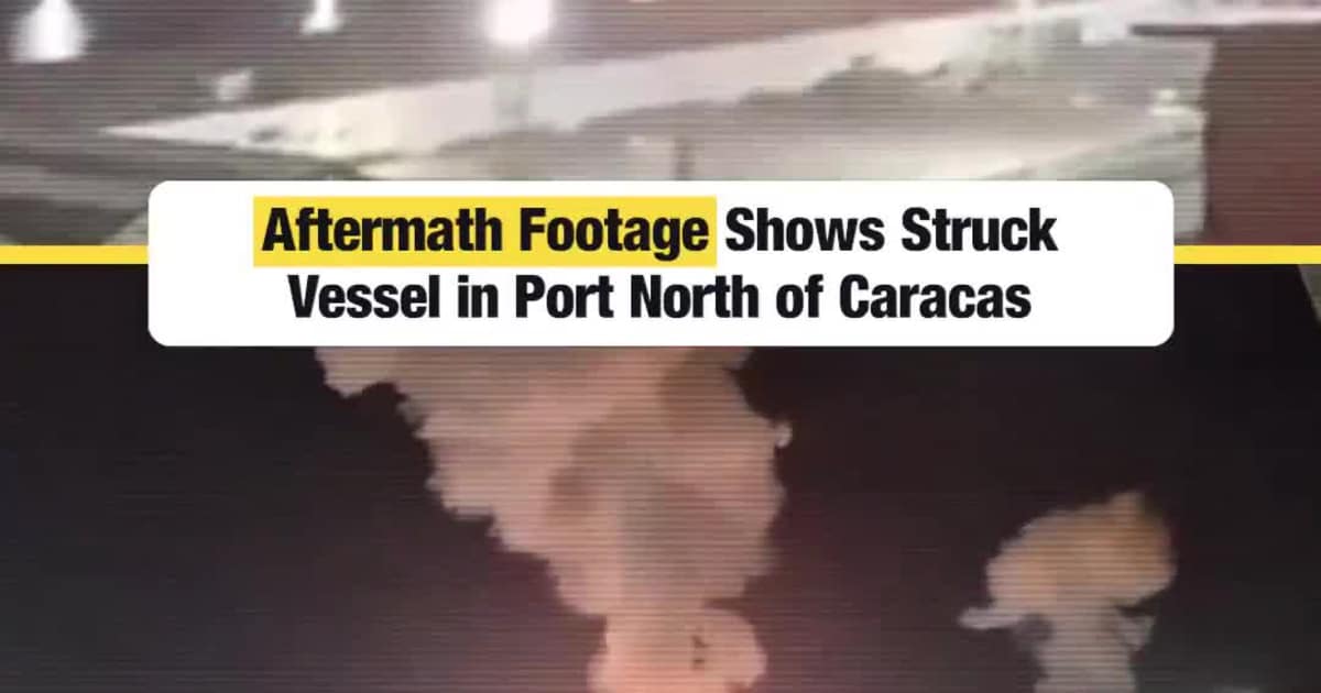 Aftermath Footage Shows Struck Vessel in Port North of Caracas