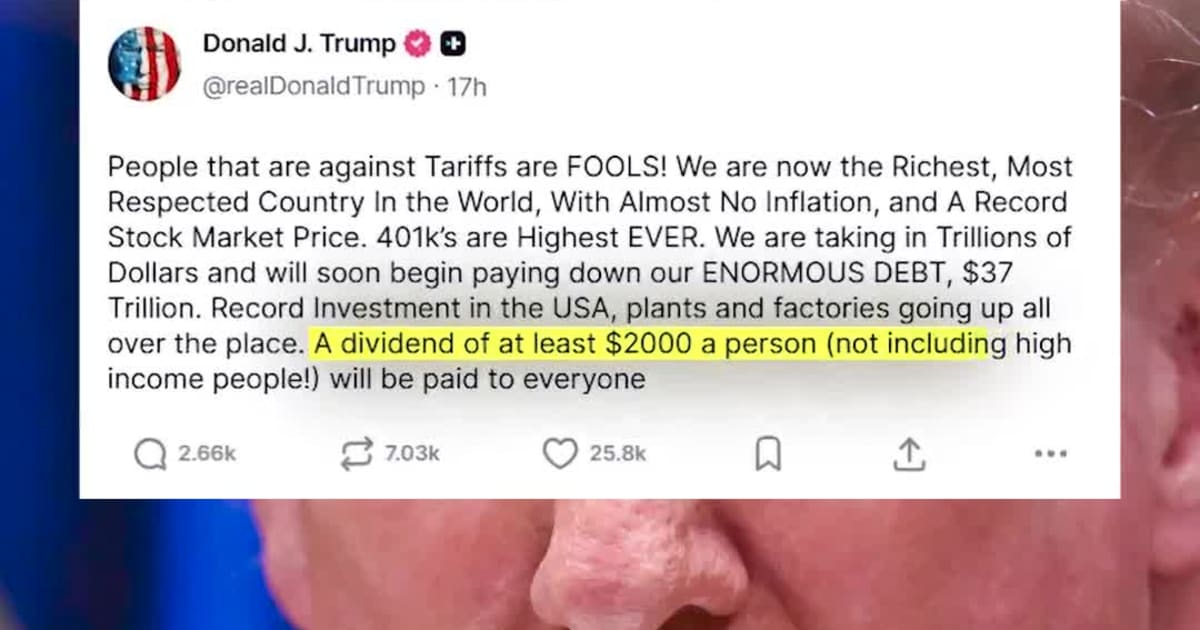 Trump Proposes $2,000 Tariff Dividends And Direct Healthcare Payments