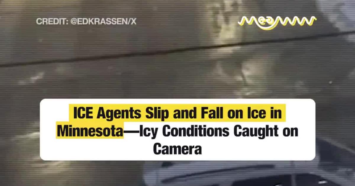 ICE Agents Slip and Fall on Ice in Minnesota—Icy Conditions Caught on Camera