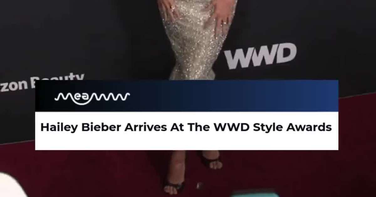 Hailey Bieber Walks the Red Carpet at WWD Style Awards