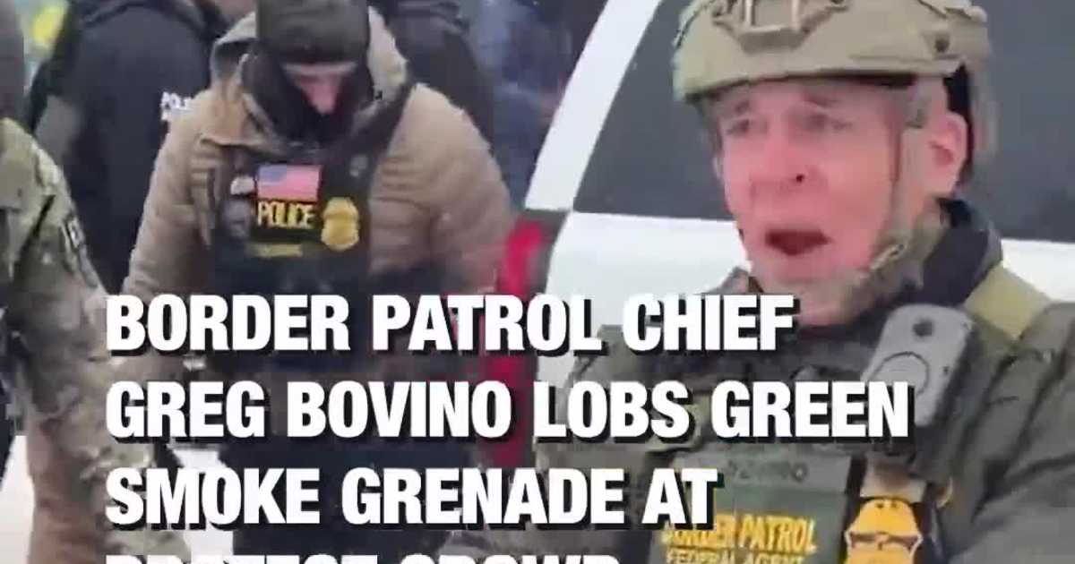 Footage shows Border Patrol chief Greg Bovino warning protesters that “gas is coming!” before lobbing a canister that released green smoke into a Minneapolis protest crowd on Wednesday, January 21.