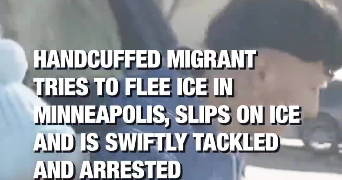 Handcuffed Migrant Tries to Flee ICE in Minneapolis, Slips on Ice and Is Swiftly Tackled and Arrested