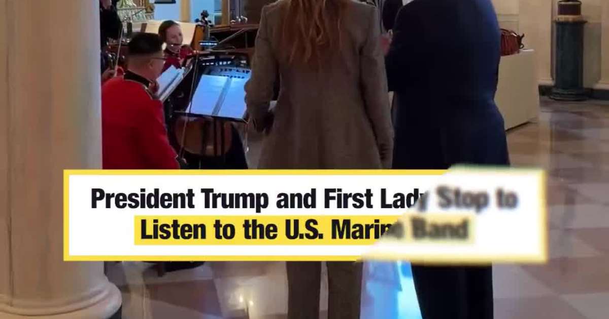President Trump and First Lady Stop to Listen to the U.S. Marine Band