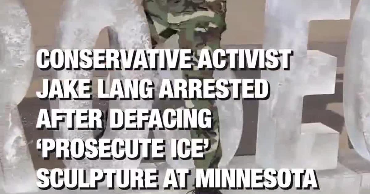 Conservative Activist Jake Lang Arrested After Defacing ‘Prosecute ICE’ Sculpture at Minnesota Capitol
